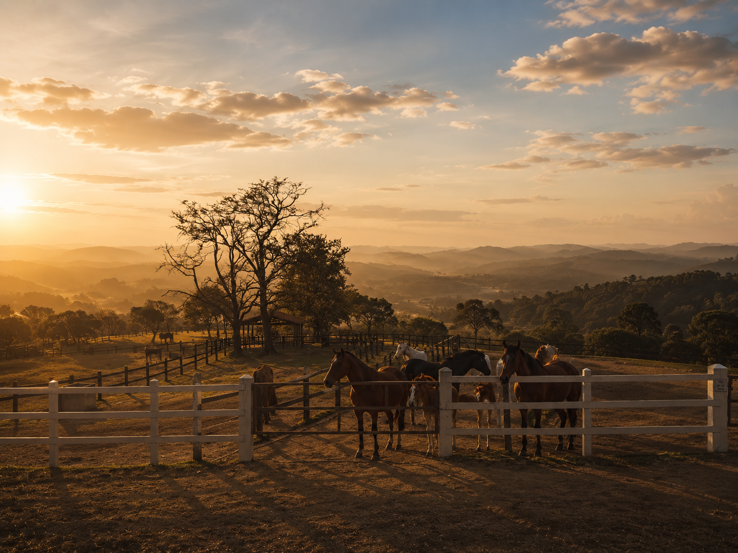Cavalo correndo ao entardecer nos campos de Amparo